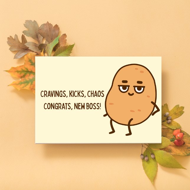 Cartão Novos Parabéns de Gravidez Engraçados (Funny Pregnancy Congratulations Card – Cravings, Kicks, Chaos, New Boss Baby Humor)