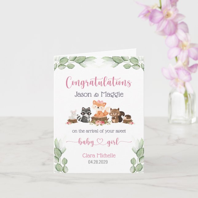 Cartão Novos Parabéns De Meninos Da Woodland Animal (Orquídea)