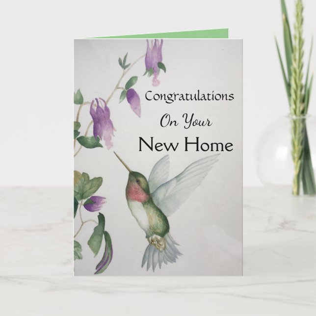 Cartão Novos Parabéns domésticos Feliz Hummingbird (Frente)