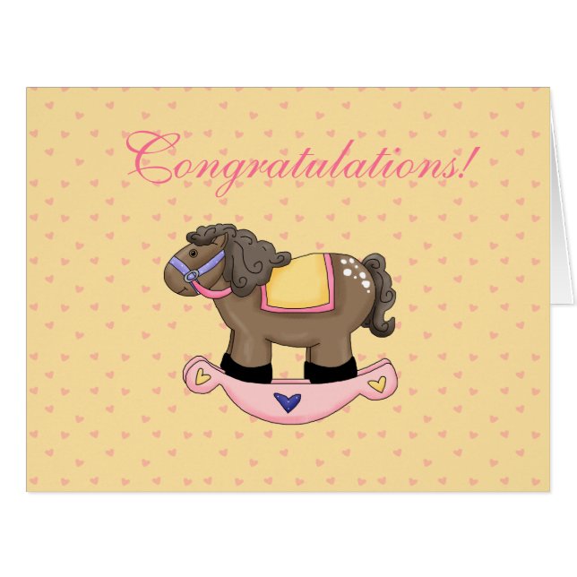 Cartão Novos Parabéns para bebês de cavalos de rocha (Frente horizontal)