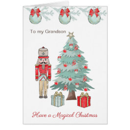 Cartão Noz-cracker, árvore de Natal, carta de cavalo