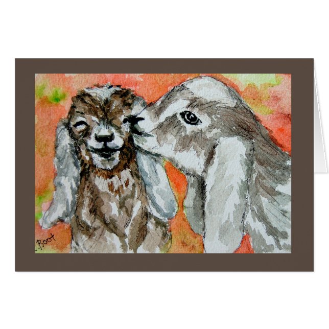 Cartão Nubian Goat Buddies (Frente horizontal)