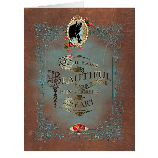 Cartão Num Cartaz de Saudação Cardíaca do Cavalo (Frente)
