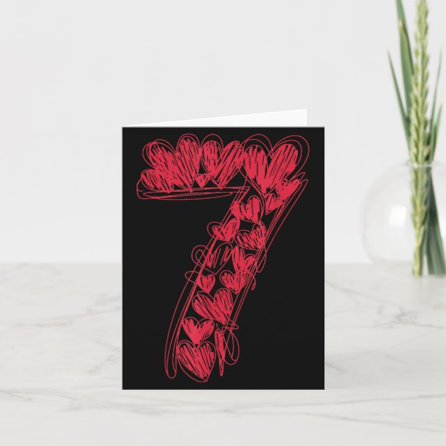 Cartão Number 7 - Cute 67 Matching Valentine  (Frente)