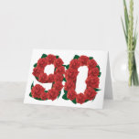 Cartão Number 90 or 90th birthday red roses<br><div class="desc">Red roses decorated number ninety</div>