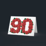 Cartão Number 90 or 90th birthday red roses<br><div class="desc">Red roses decorated number ninety</div>