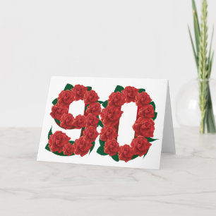 Cartão Number 90 or 90th birthday red roses