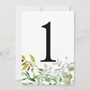 Cartão Número 1 de Aquarela Elegante