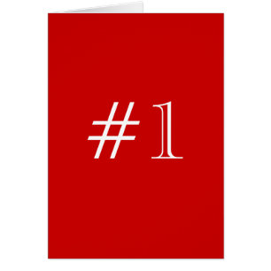 Cartão Número 1. vermelho e branco. Costume