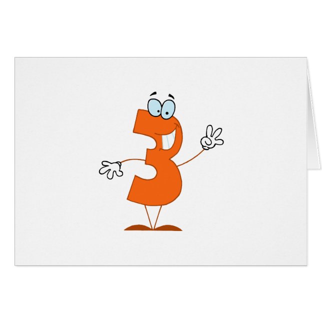 Cartão Número 3 feliz (Frente Horizontal)