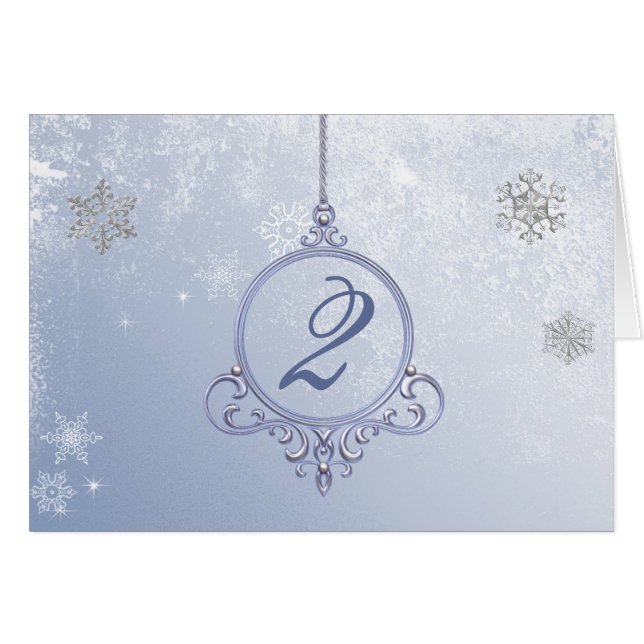 Cartão Número azul elegante da mesa da recepção de (Frente horizontal)