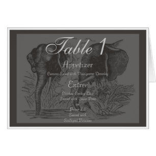 Cartão Número da mesa do casamento do elefante preto &