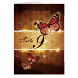 Cartão número da tabela de casamentos outono de borboleta