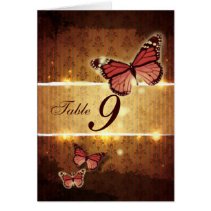 Cartão número da tabela de casamentos outono de borboleta