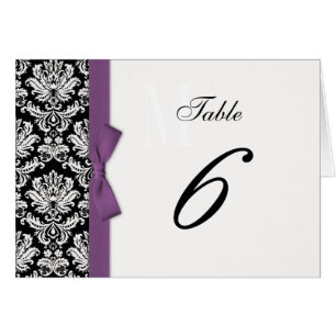 Cartão Número da tabela de Damask Arco Roxo