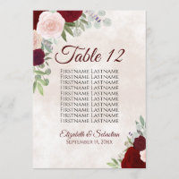 Número da Tabela do Gráfico de Casamento de Blush 