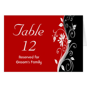Cartão Número da Tabela Floral de Casamento Vermelho Bran