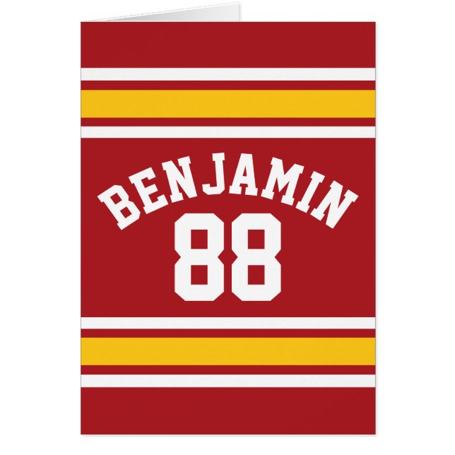 Cartão Número de Nome Personalizado de Futebol de Jersey  (Frente)