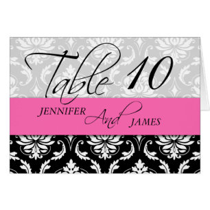 Cartão Número de Placas da Tabela de Casamento - Rosa-Qu