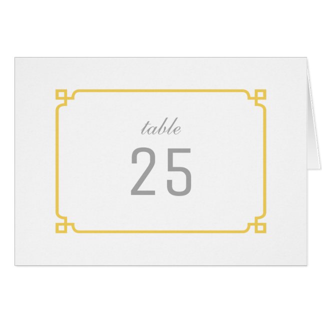 Cartão Número de Tabela Chic Deco Amarelo (Frente Horizontal)