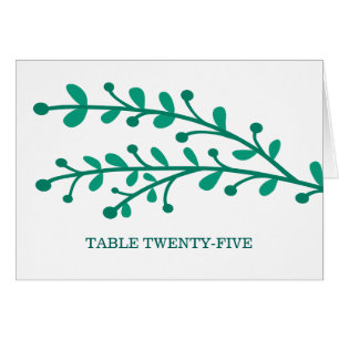Cartão Número de Tabela de Folhagem Simples Verde