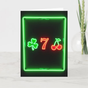 Cartão Número Sete da Sorte Neon