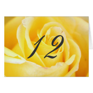Cartão Números de Tabela de Casamento Rosa Amarelo
