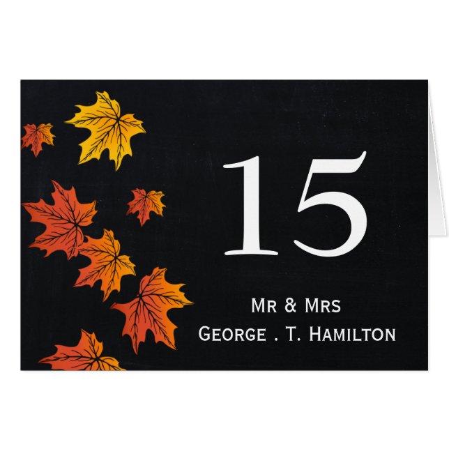 Cartão Números de tabela do casamento outono do quadro de (Frente horizontal)