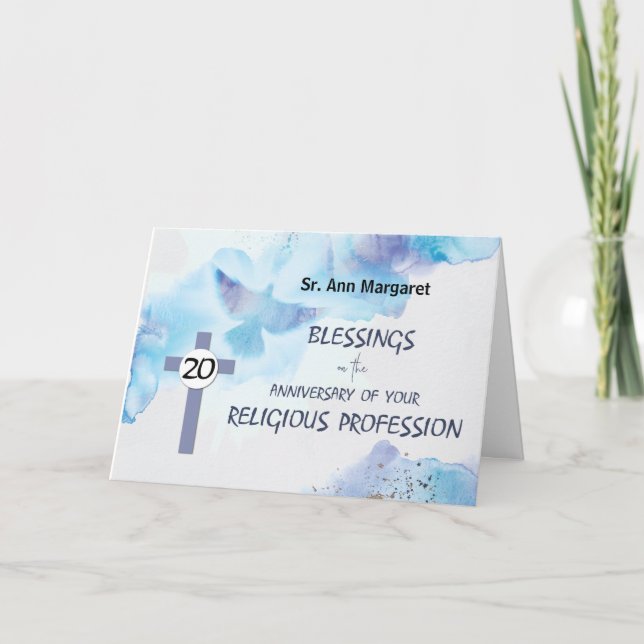 Cartão Nun 20, Aniversário da Profissão Religiosa (Frente)