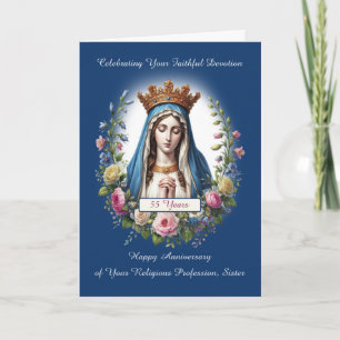 Cartão Nun 55º Aniversário da Profissão Religiosa Mary