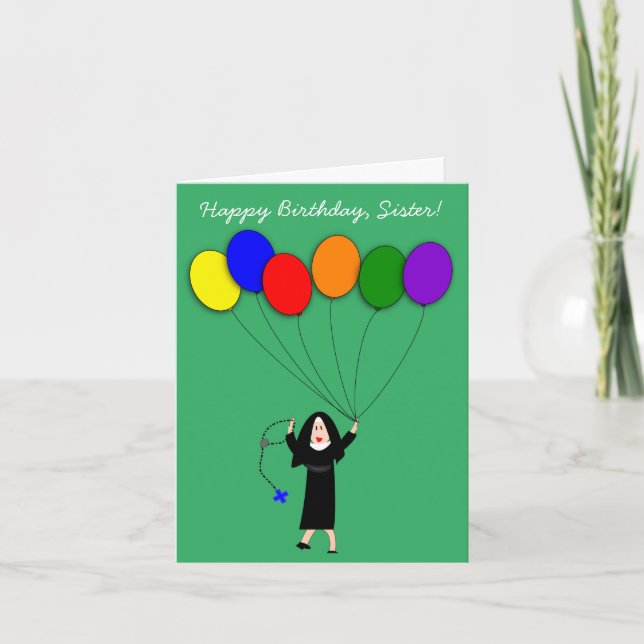 Cartão Nun Happy Birthday White (Frente)