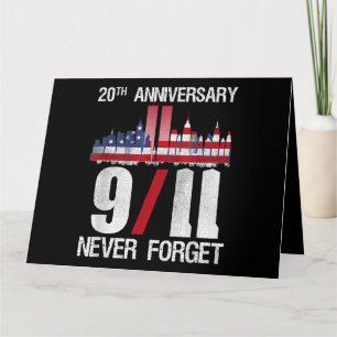Cartão Nunca esqueça a bandeira americana patriótica 911
