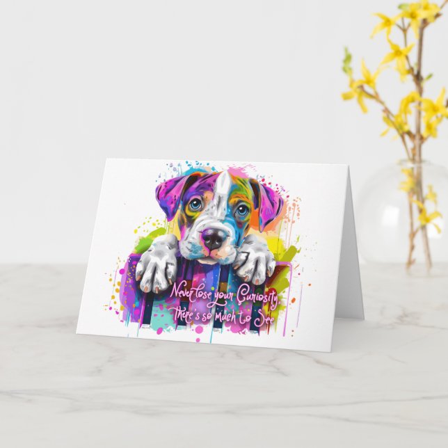 Cartão Nunca Perder sua curiosidade, há tanto a ver (Flor Amarela)