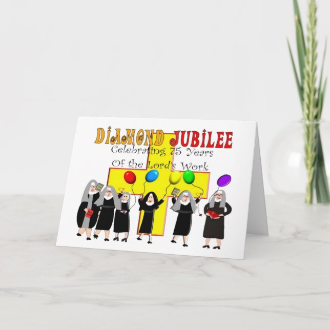 Cartão Nuns Diamond Jubilee 75 anos de serviço (Frente)
