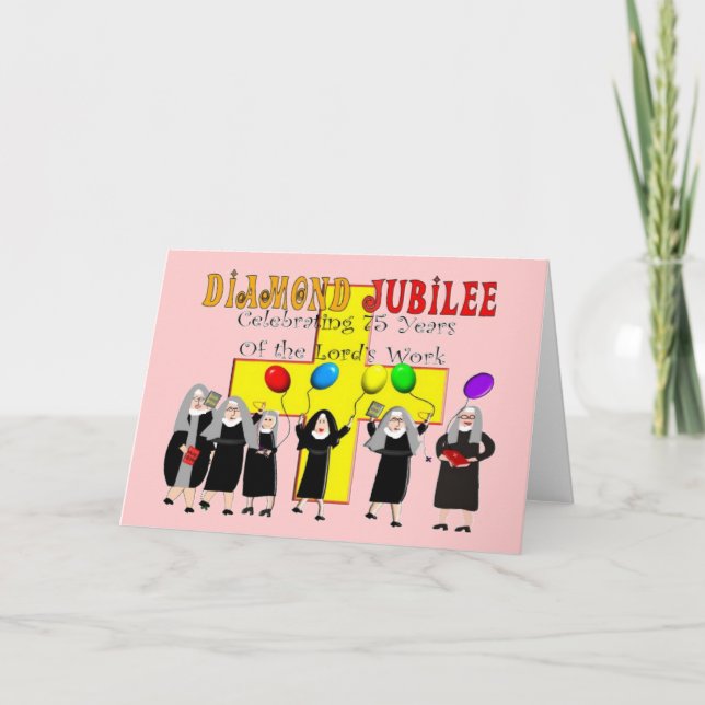 Cartão Nuns Diamond Jubilee 75 anos de serviço (Frente)