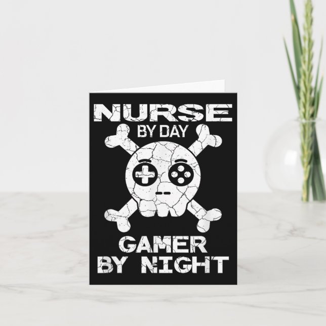 Cartão Nurse By Day Gamer By Night - Gaming Quote  (Frente)