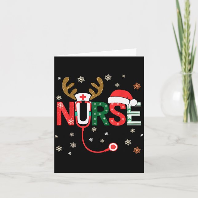 Cartão Nurse Christmas Stethoscope Nurses Xmas  (Frente)