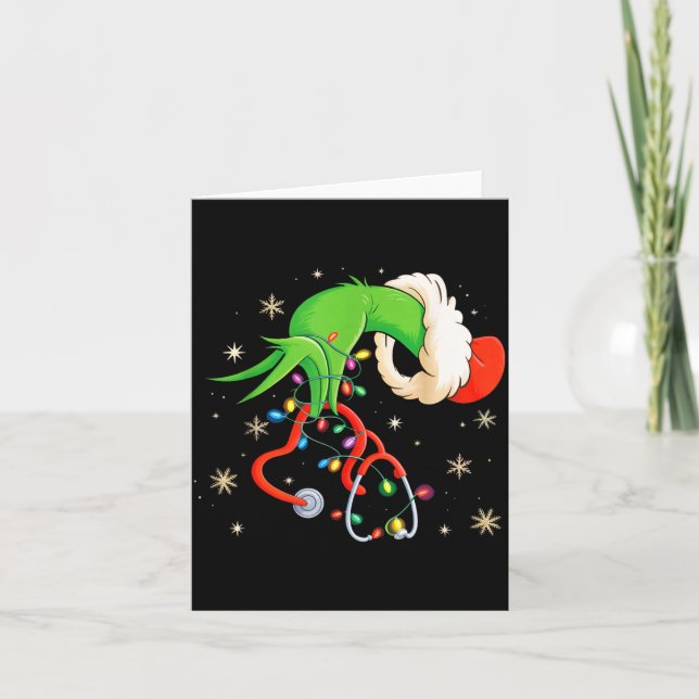 Cartão Nurse Christmas Stethoscope Nurses Xmas Santa Wome (Frente)