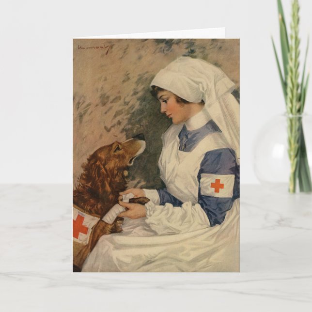 Cartão Nurse with Golden Retriever 1917 Personalized (Frente)