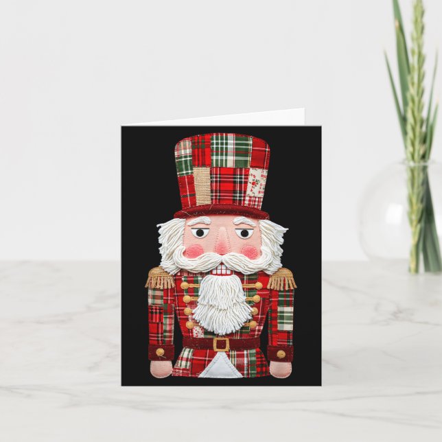 Cartão Nutcracker Patchwork Merry Christmas Pajamas Men W (Frente)