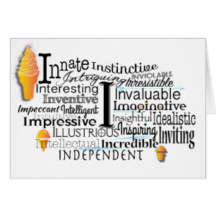 Cartão Nuvem Adjetiva do Word começando com a letra I