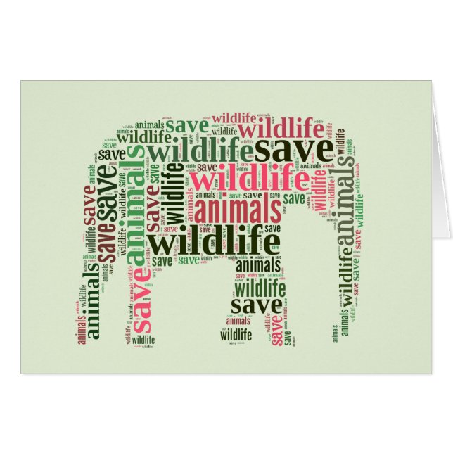 Cartão Nuvem de palavras elefantes (Frente Horizontal)