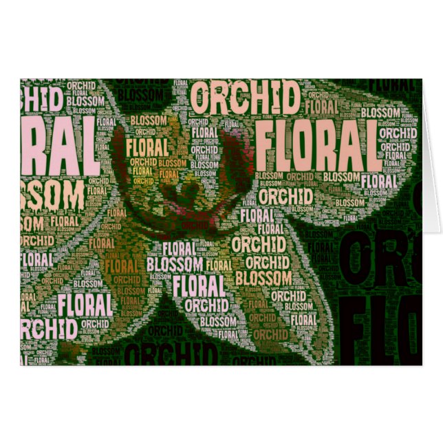 Cartão Nuvem de Palavras Flor de Orquídea (Frente Horizontal)
