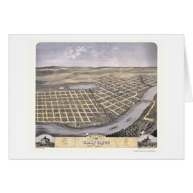 Cartão Nuvem do santo, mapa panorâmico do manganês - 1869 (Frente Horizontal)