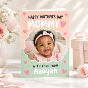Cartão Nuvem Foto Rosa Verde Feliz Dia das Mães Mamãe