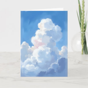 Cartão Nuvens Brancas Céu Azul Bonito Aquarela