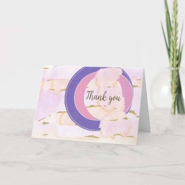 Cartão Nuvens de aquarela, suas palavras. Obrigado (Frente)