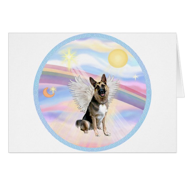 Cartão Nuvens - German shepherd ( nº 3) Anjo (Frente Horizontal)