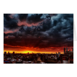 Cartão Nuvens, Sol E Vermelho