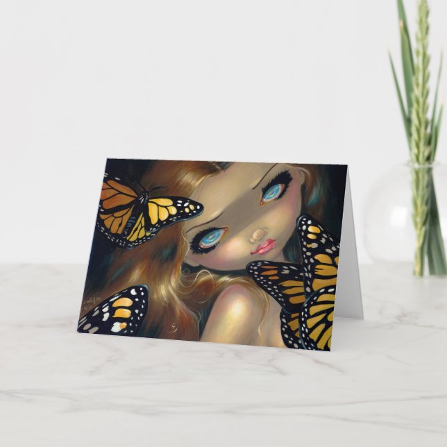 Cartão "Nymph with Monarchs" Greeting Card (Frente)